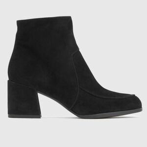 Eileen Fisher Women's Harper Black Suede Bootie Size 9.5 Minimalist Chunky‎ Boot